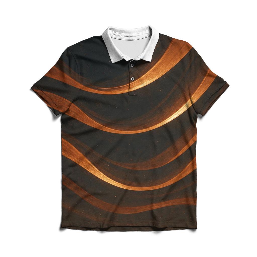 Copper Aurora Waves embroidered polo tops