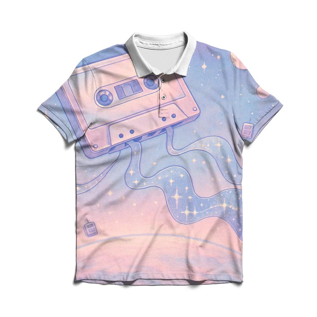 Galactic Cassette Drift branded logo polo shirts
