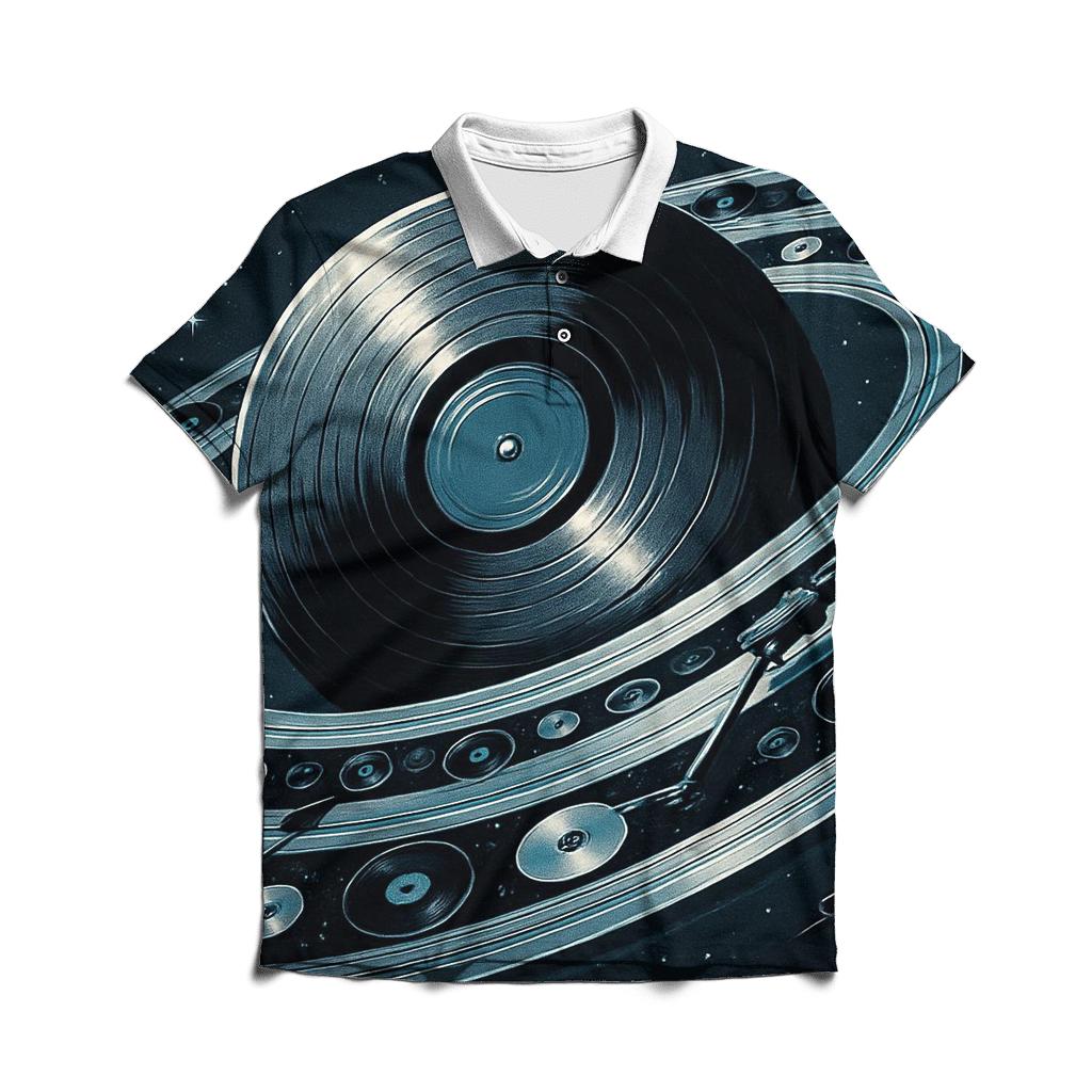 Orbiting Turntable Rings casual sports polo shirts