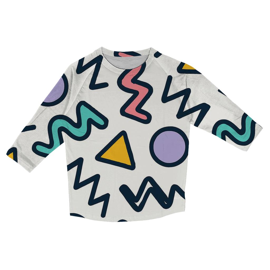 Memphis Neon Shapes casual three quarter sleeve shirts