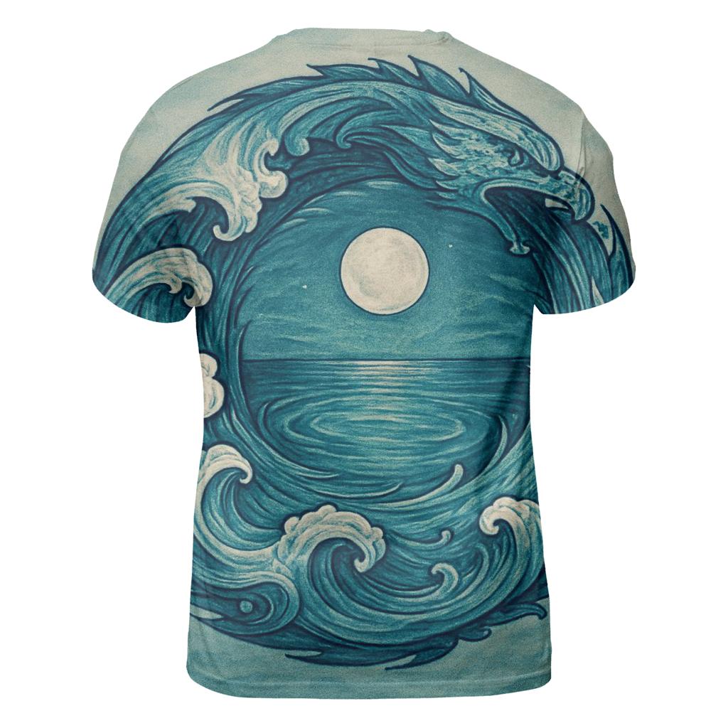 Ocean Tide Spiral Ouroboros creative print fashion shirts