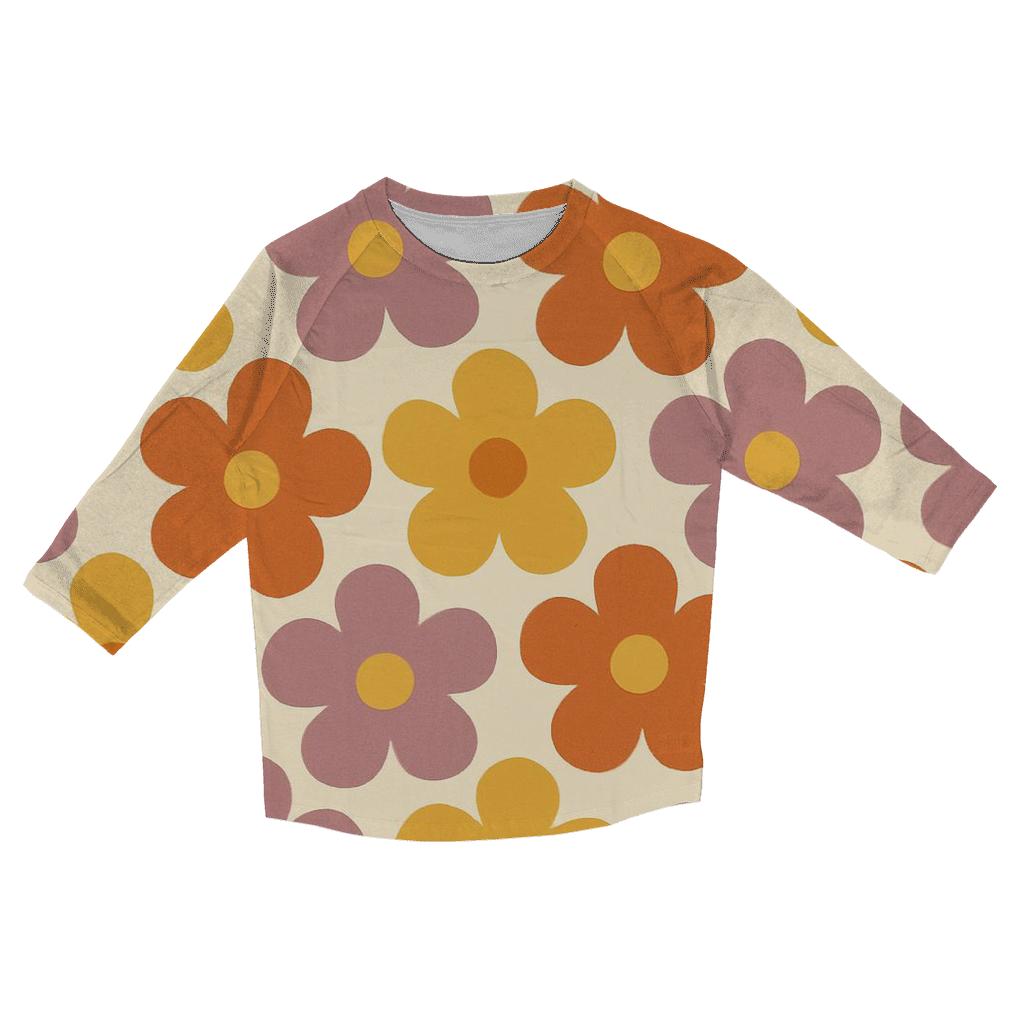 Funky Flower Wallpaper Tiles stylish quarter sleeve tops