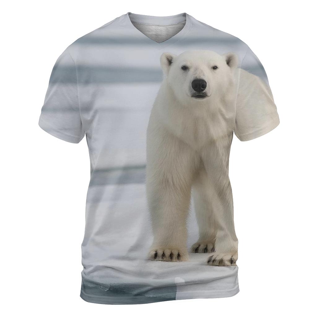 Ice Floe Sentinel Polar Bear vibrant all-over design tees