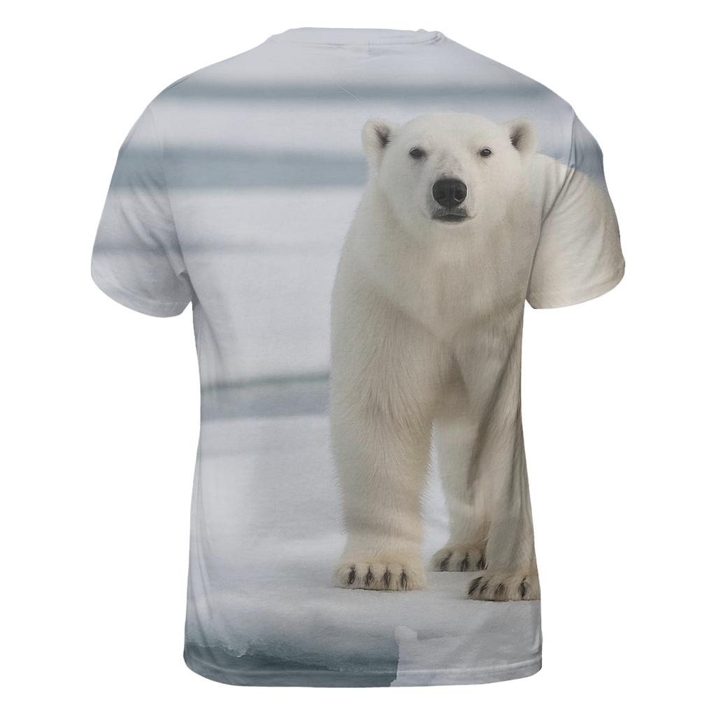 Ice Floe Sentinel Polar Bear vibrant all-over design tees