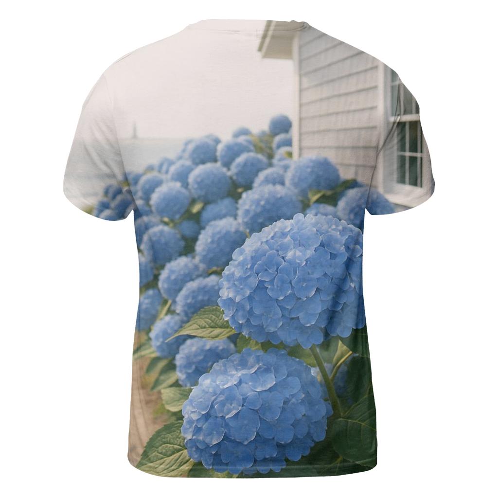 Hydrangeas Beside A Coastal Cottage vibrant all-over design tees