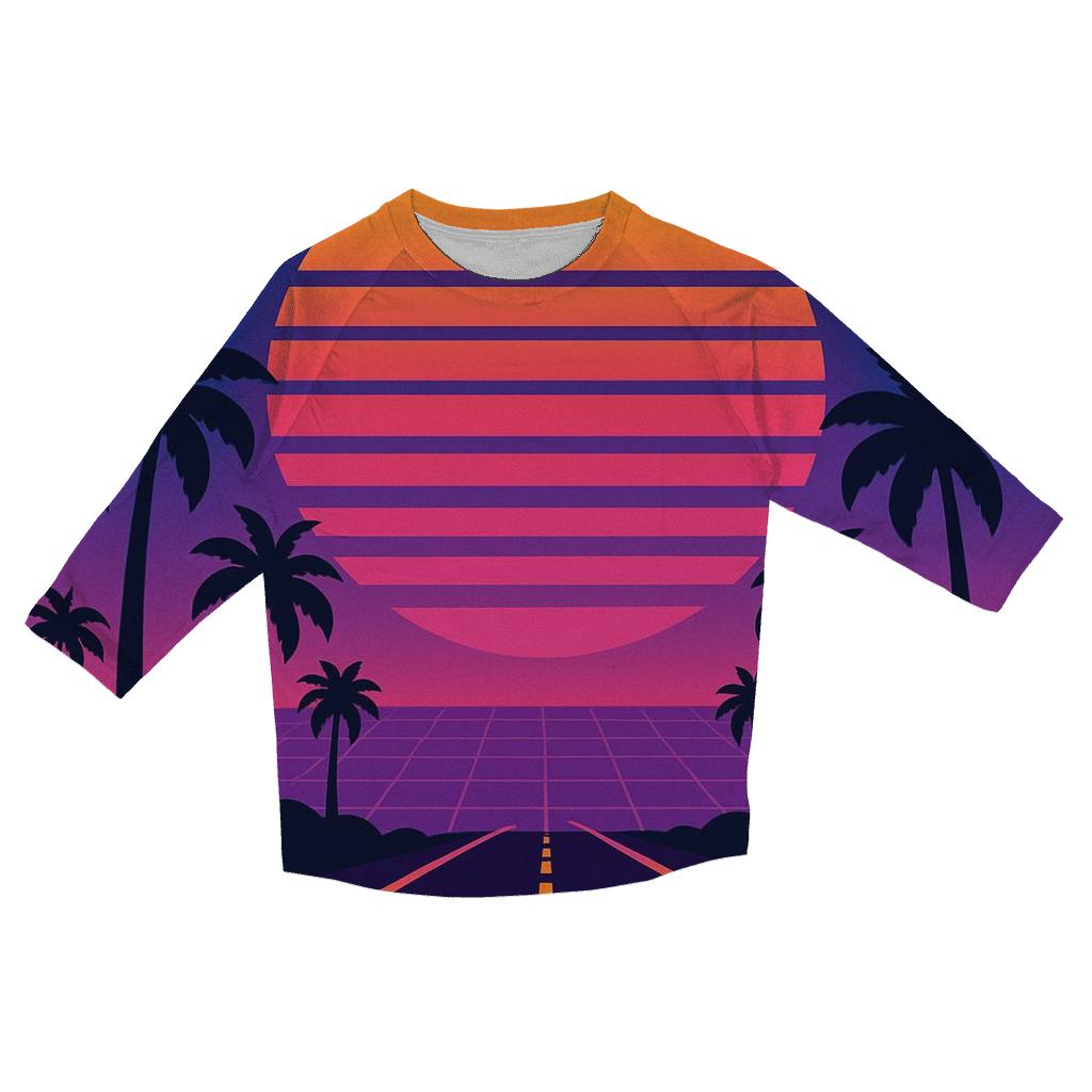Digital Sunset Highway cotton quarter sleeve shirts