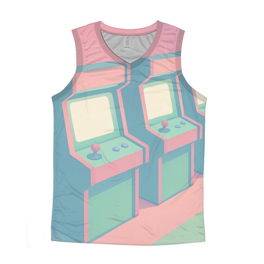 Pastel Arcade Nights casual summer tank tops