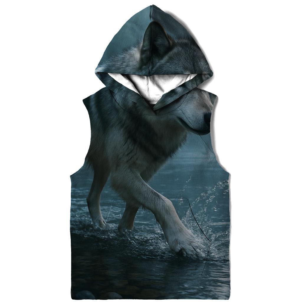 Timber Wolf Crossing Forest Stream custom hoodies