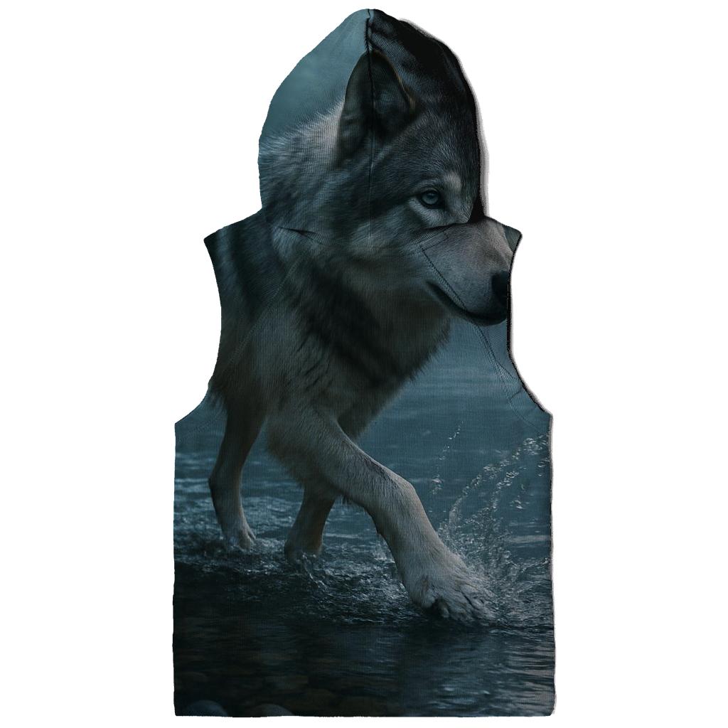 Timber Wolf Crossing Forest Stream custom hoodies