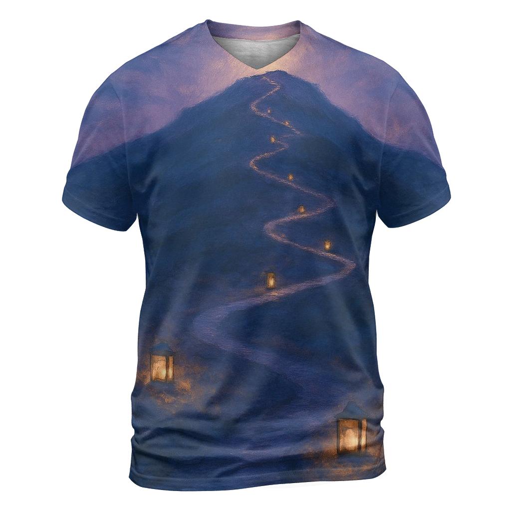 Mountain Lantern Path statement graphic shirts