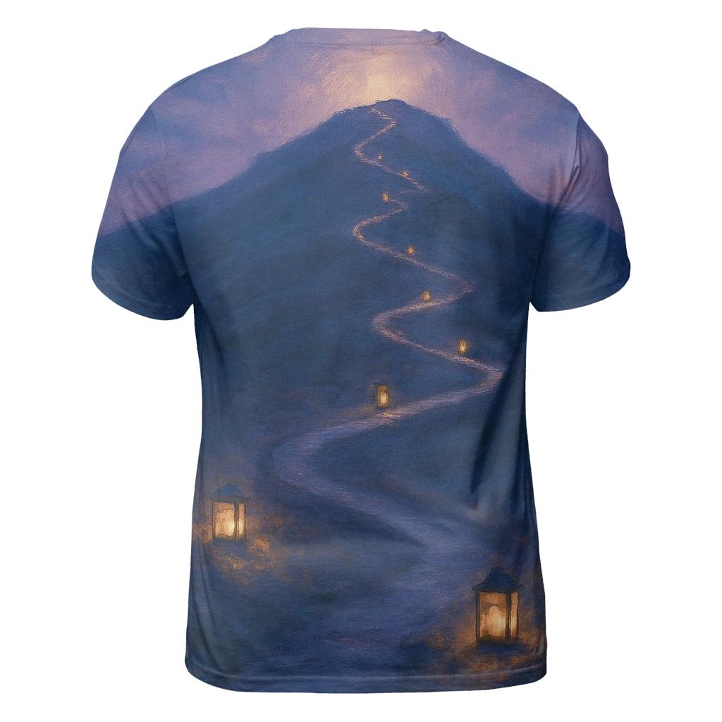 Mountain Lantern Path statement graphic shirts