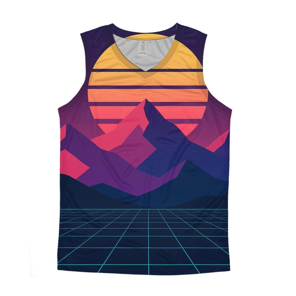 Synthwave Mountain Range sports performance tank tops