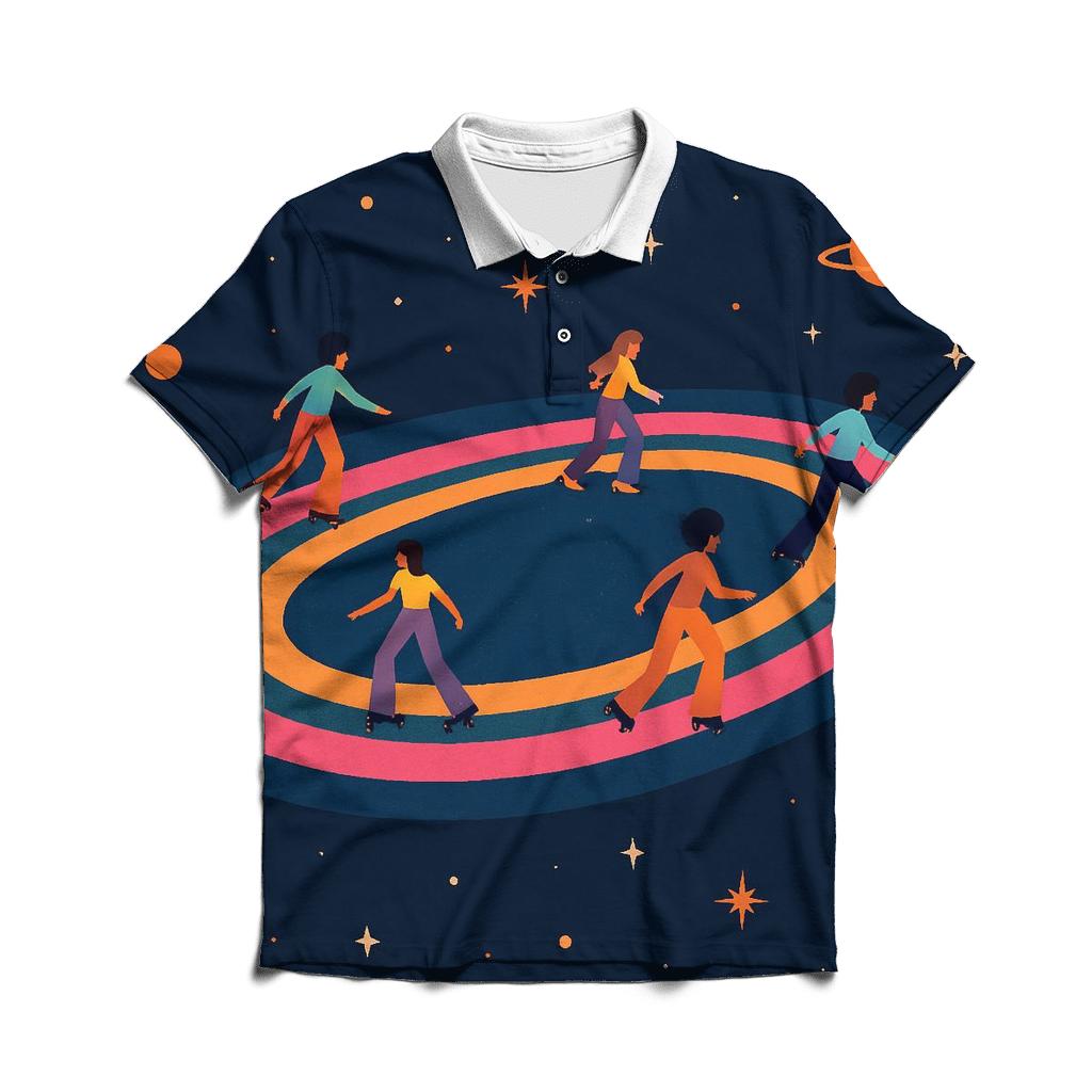 Cosmic Roller Rink branded logo polo shirts