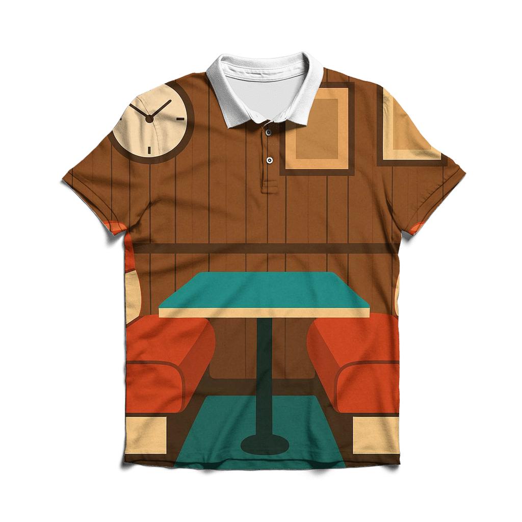 Retro Diner Booth Stripes stylish collar polo tees