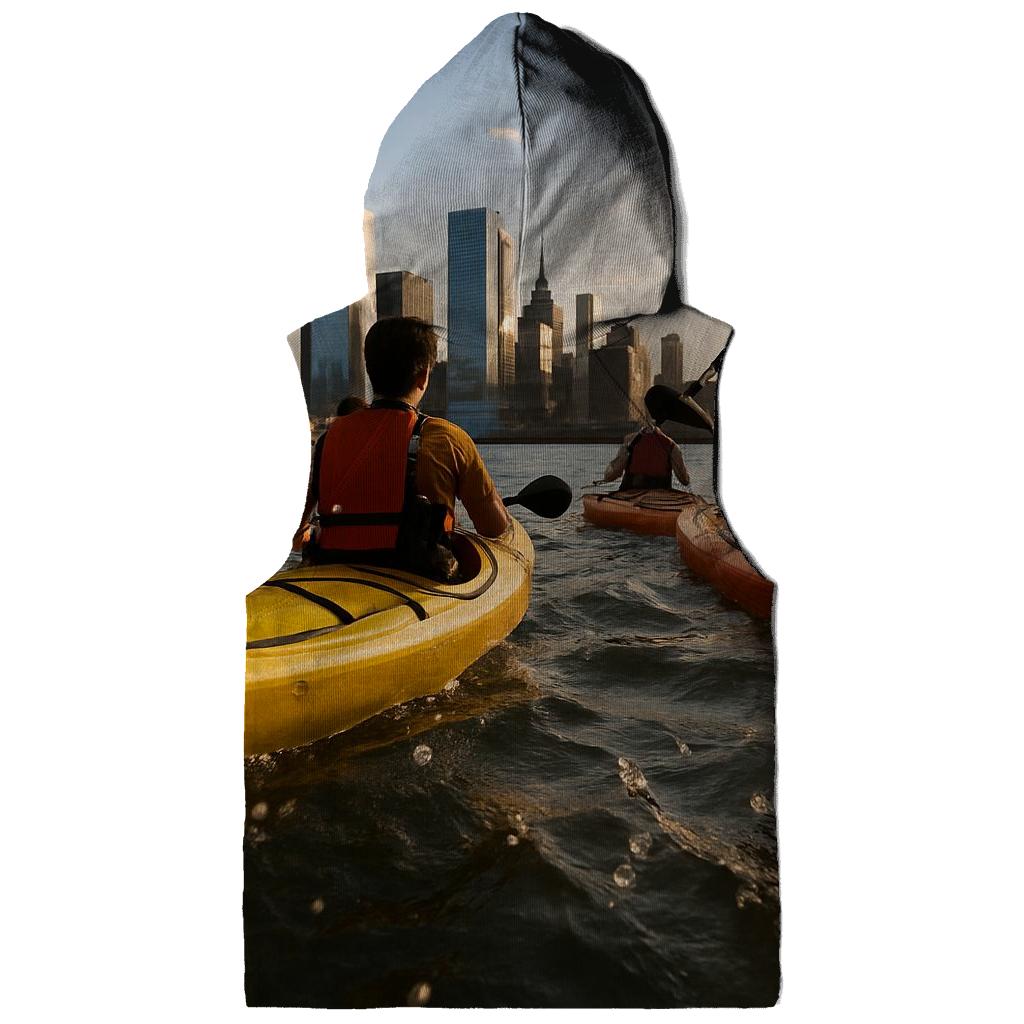 Hudson River Kayakers With Midtown Backdrop premium hoodies