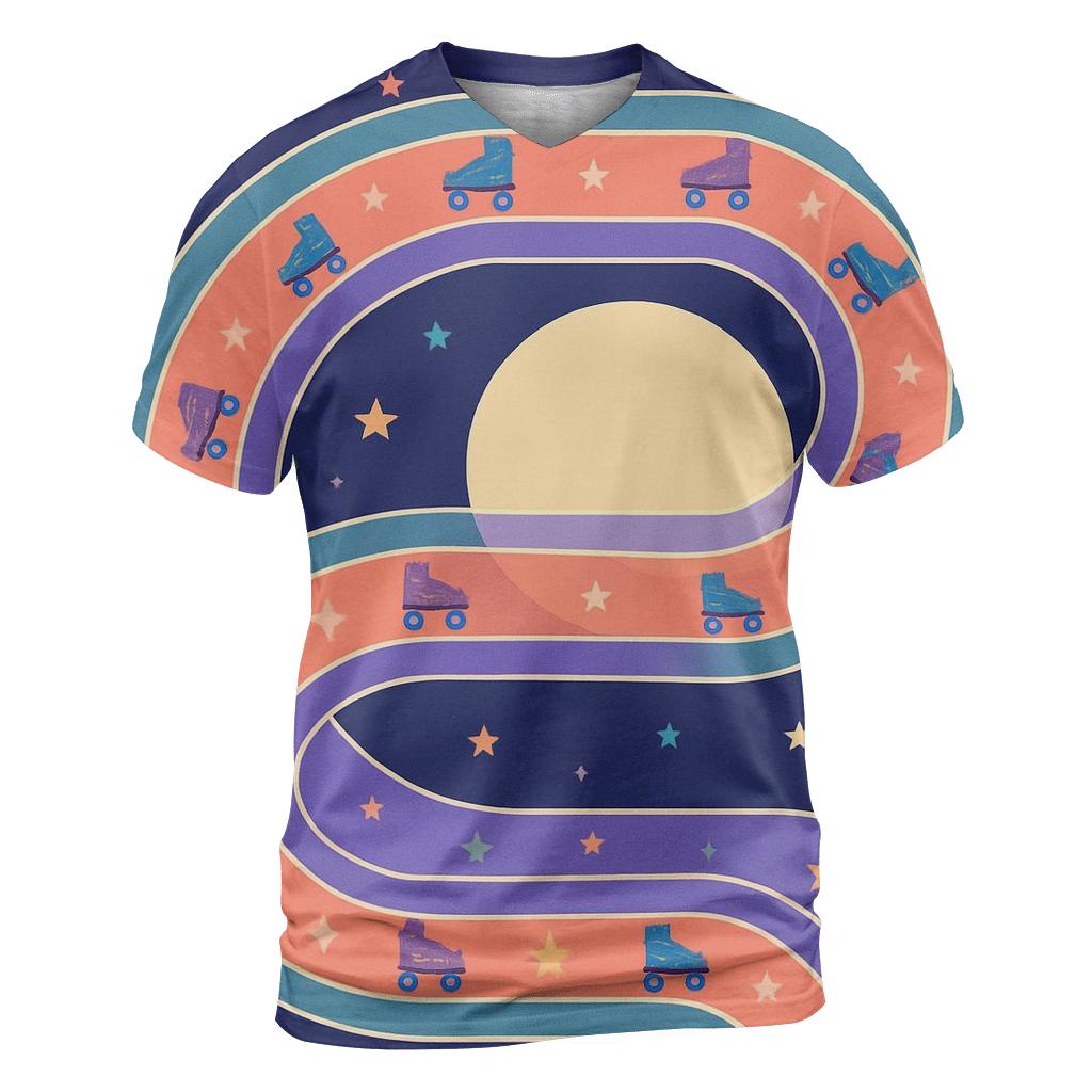 Retro Roller Rink Loop artistic all-over print tops