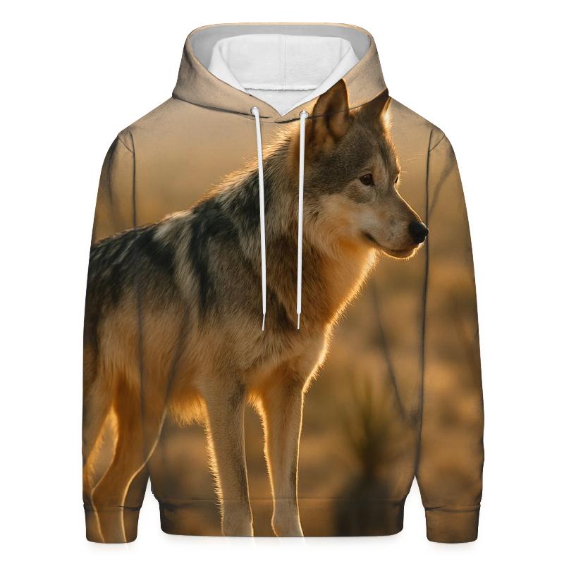Mexican Wolf In Desert Golden Hour embroidered hoodies