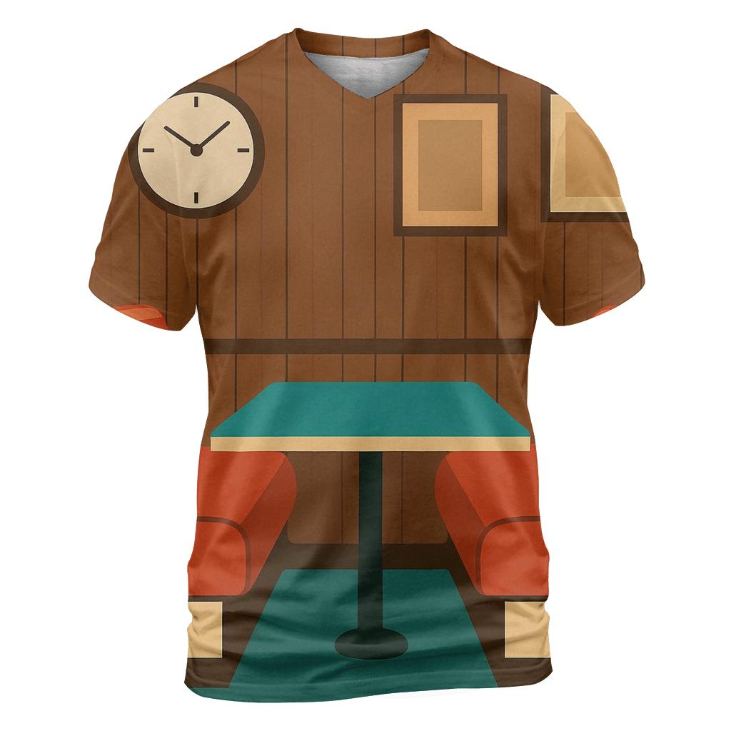 Retro Diner Booth Stripes artistic all-over print tops