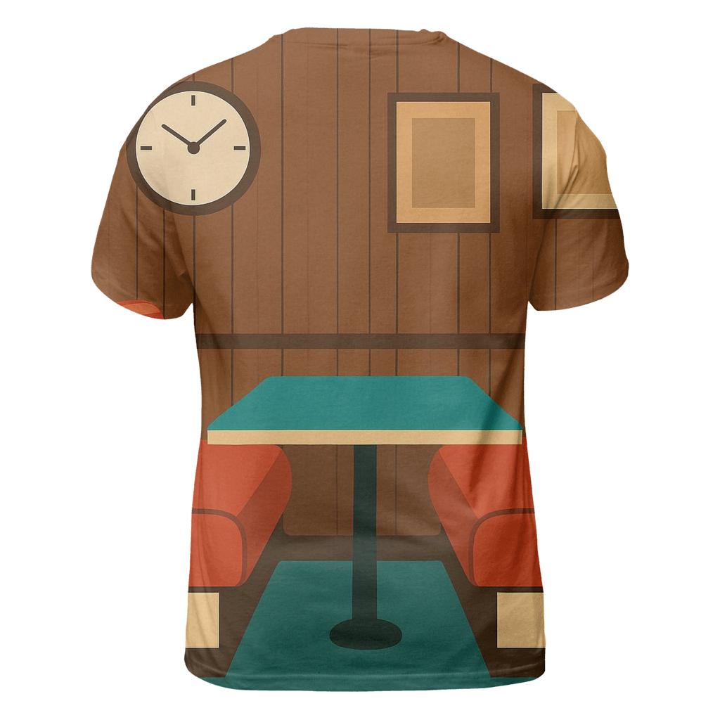 Retro Diner Booth Stripes artistic all-over print tops