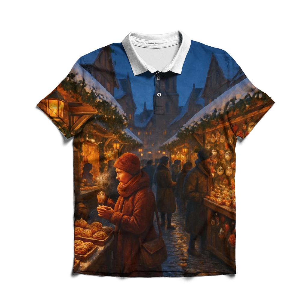 Old World Christmas Market Lane premium cotton polo shirts