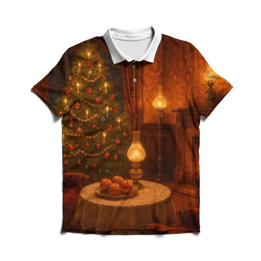 Victorian Parlor Christmas Evening embroidered polo tops