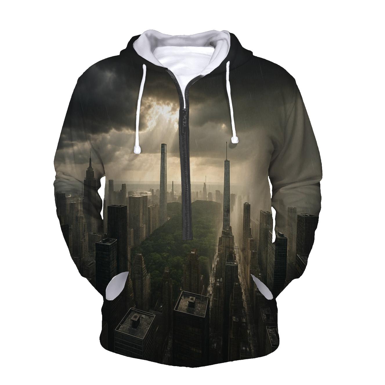 Aerial Rainstorm Over Midtown heavyweight hoodies