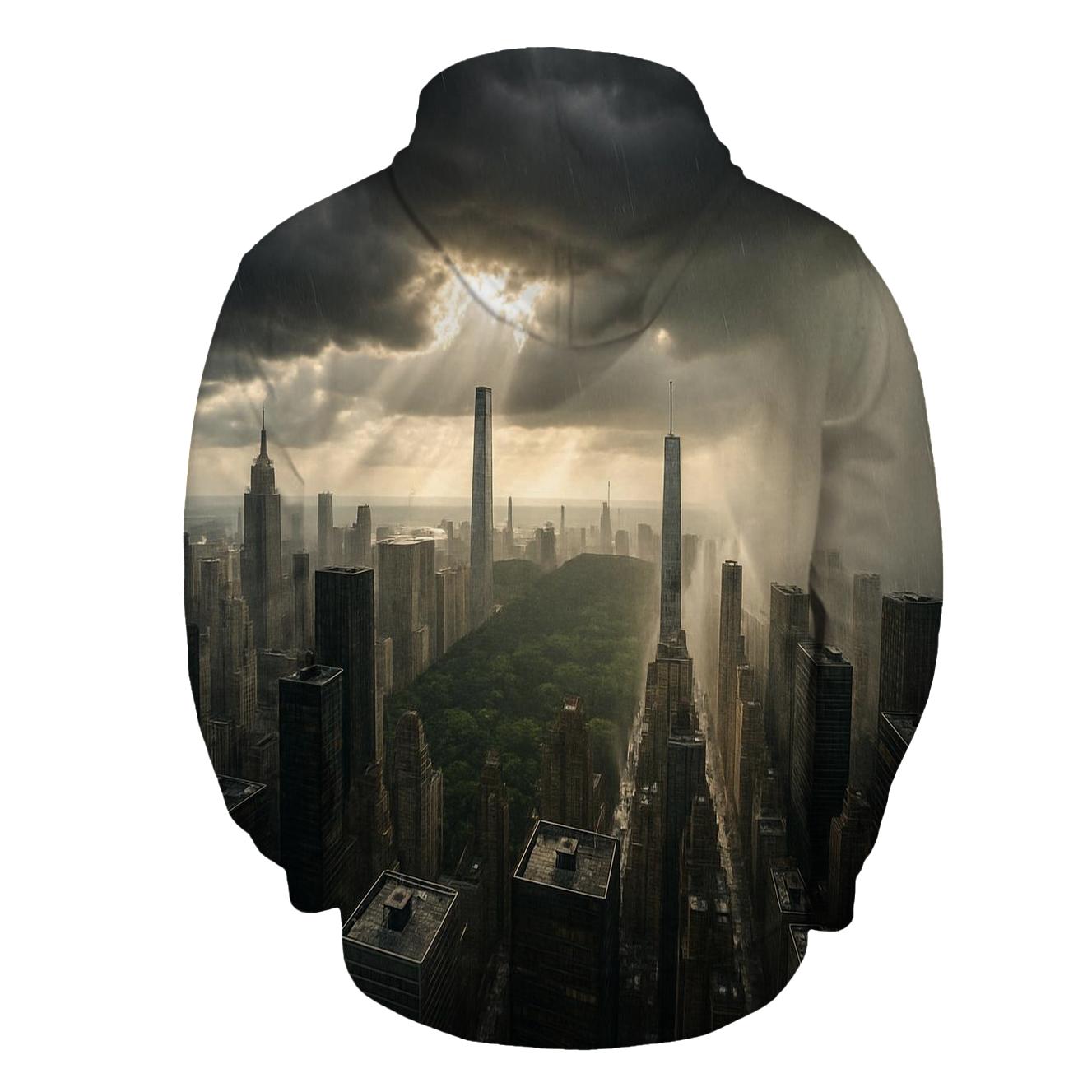 Aerial Rainstorm Over Midtown heavyweight hoodies