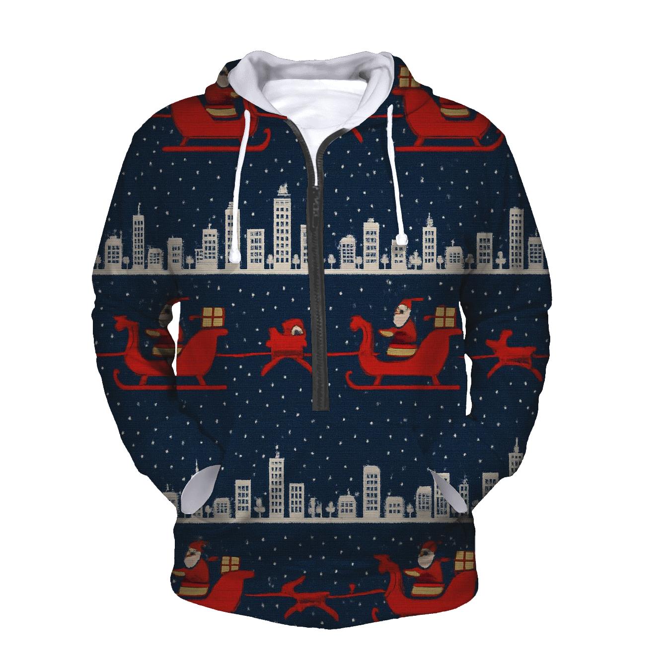 Santa Sleigh Skyline Stripes Design hoodie trends