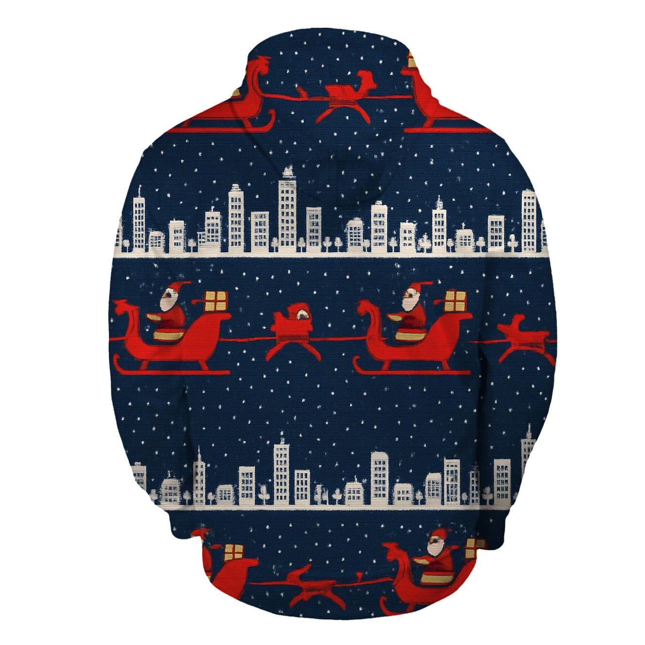 Santa Sleigh Skyline Stripes Design hoodie trends
