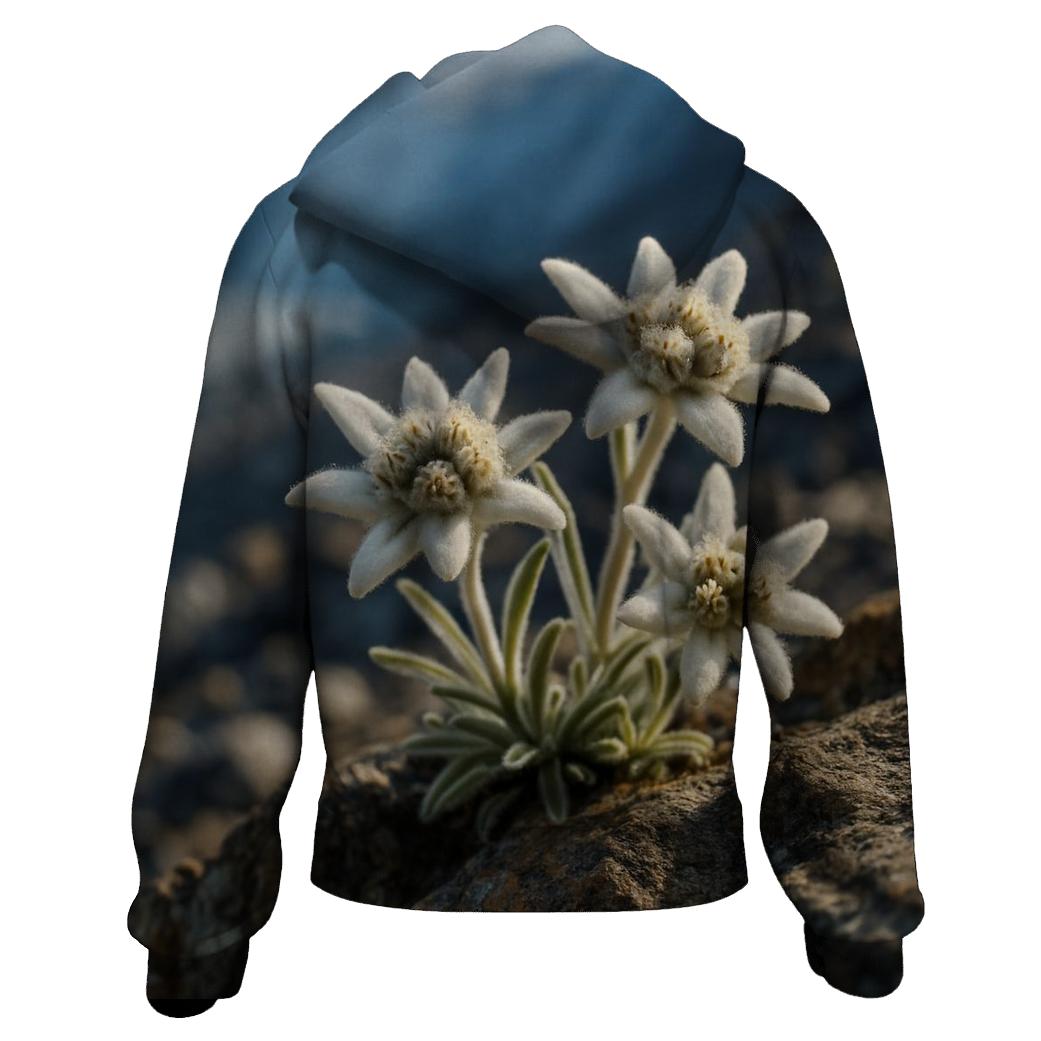 Alpine Edelweiss At The Glacier Edge embroidered hoodies