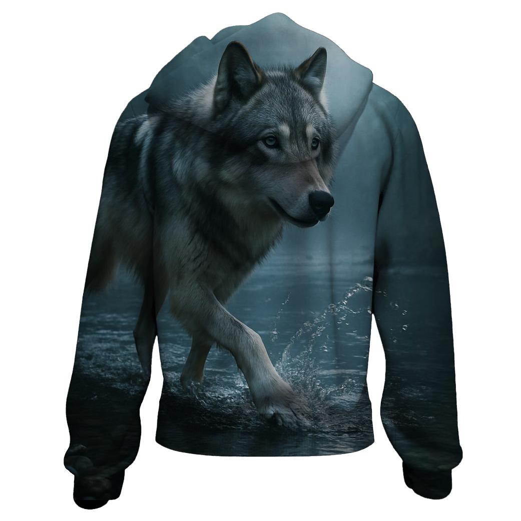 Timber Wolf Crossing Forest Stream hoodie trends