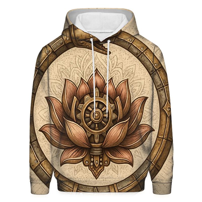 Mechanical Lotus Ouroboros Mandala graphic hoodies