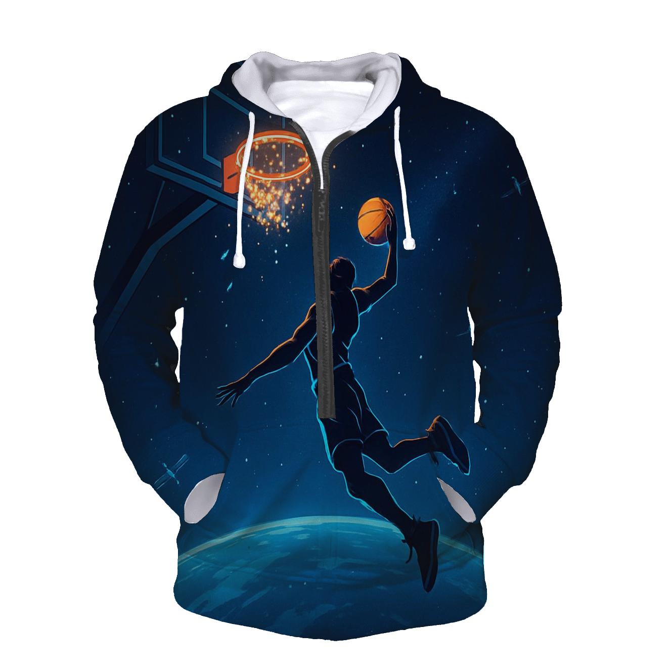 Zero Gravity Basketball Dunk printed hoodies
