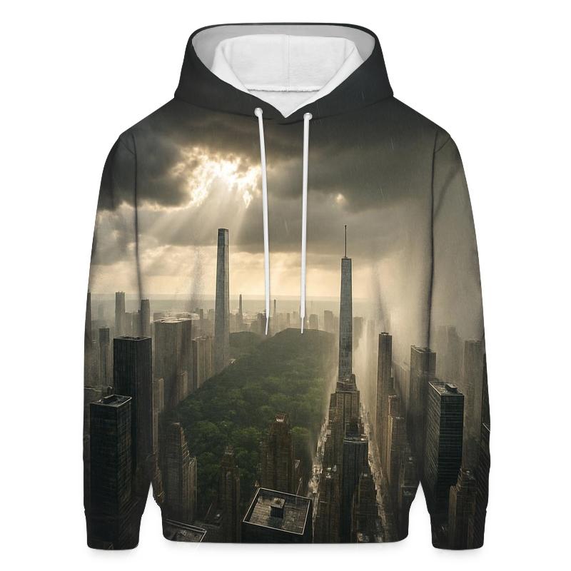 Aerial Rainstorm Over Midtown printed hoodies