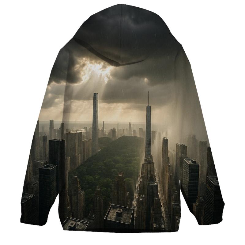 Aerial Rainstorm Over Midtown printed hoodies