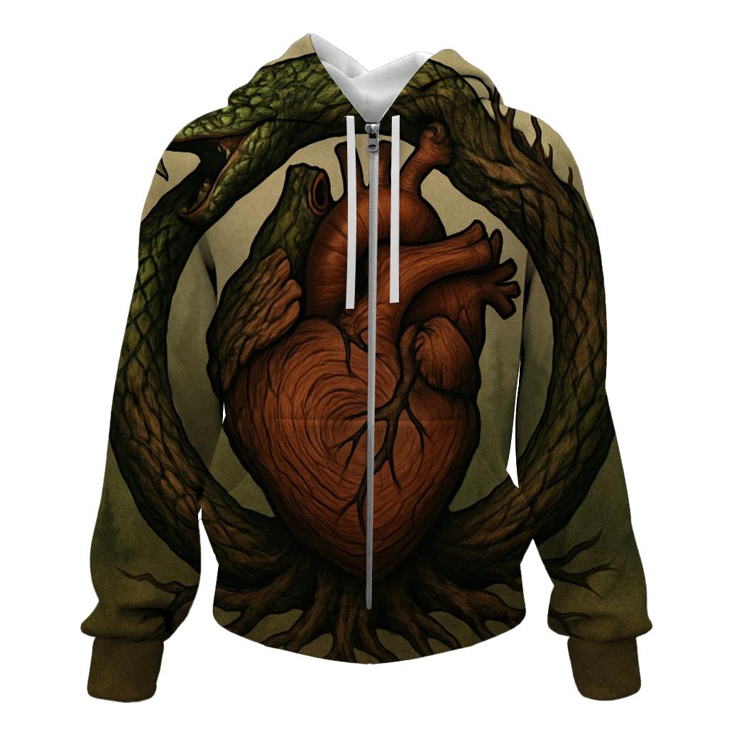 Forest Heart Rooted Ouroboros zip-up hoodies