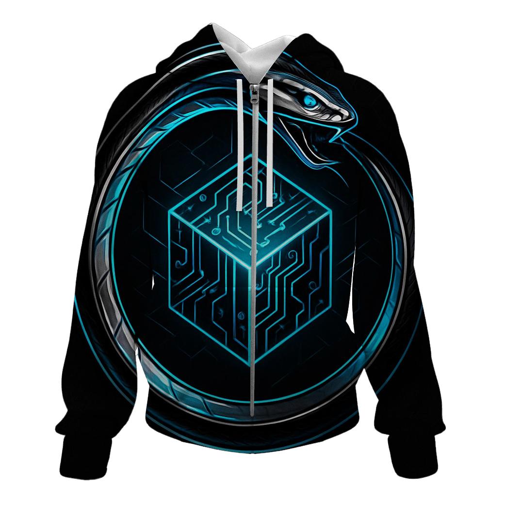 Quantum Circuit Ouroboros pullover hoodies