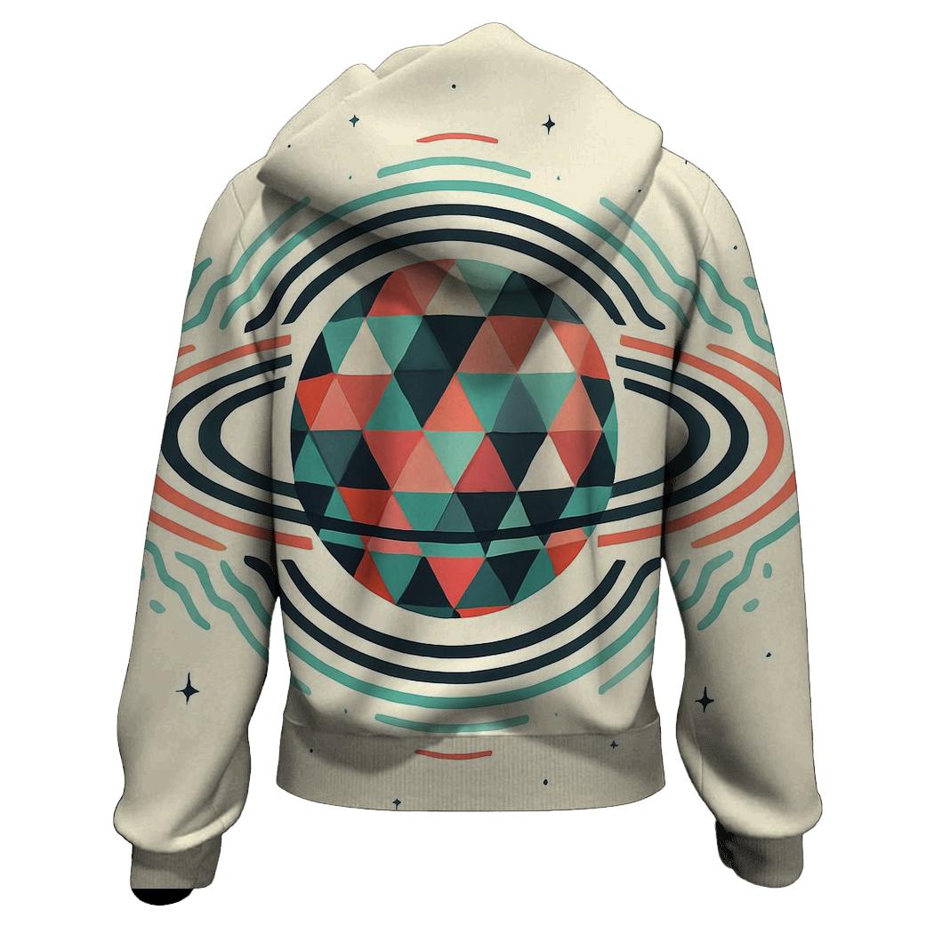 Geometric Saturn Soundwaves zip-up hoodies