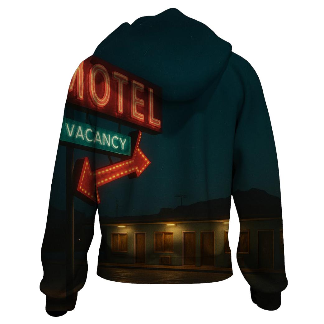 Retro Motel Roadside Night Scene lightweight hoodies