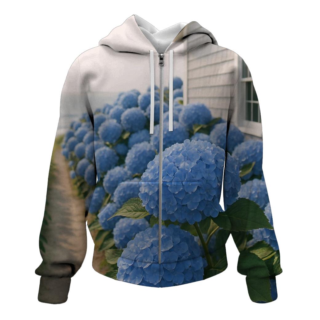 Hydrangeas Beside A Coastal Cottage lightweight hoodies