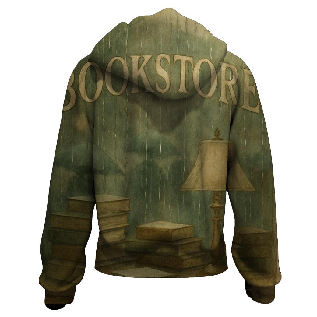Vintage Bookstore Rainy Window graphic hoodies