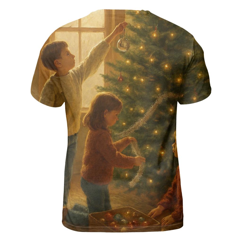 Children Decorating The Christmas Tree designer pattern shirts