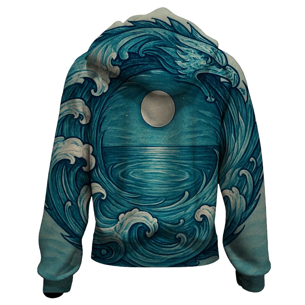 Ocean Tide Spiral Ouroboros zip-up hoodies