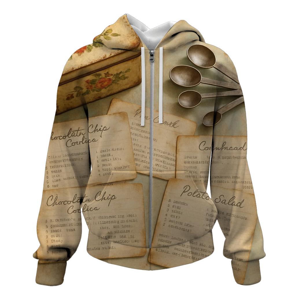 Retro Kitchen Recipe Card Collage hoodies fashion