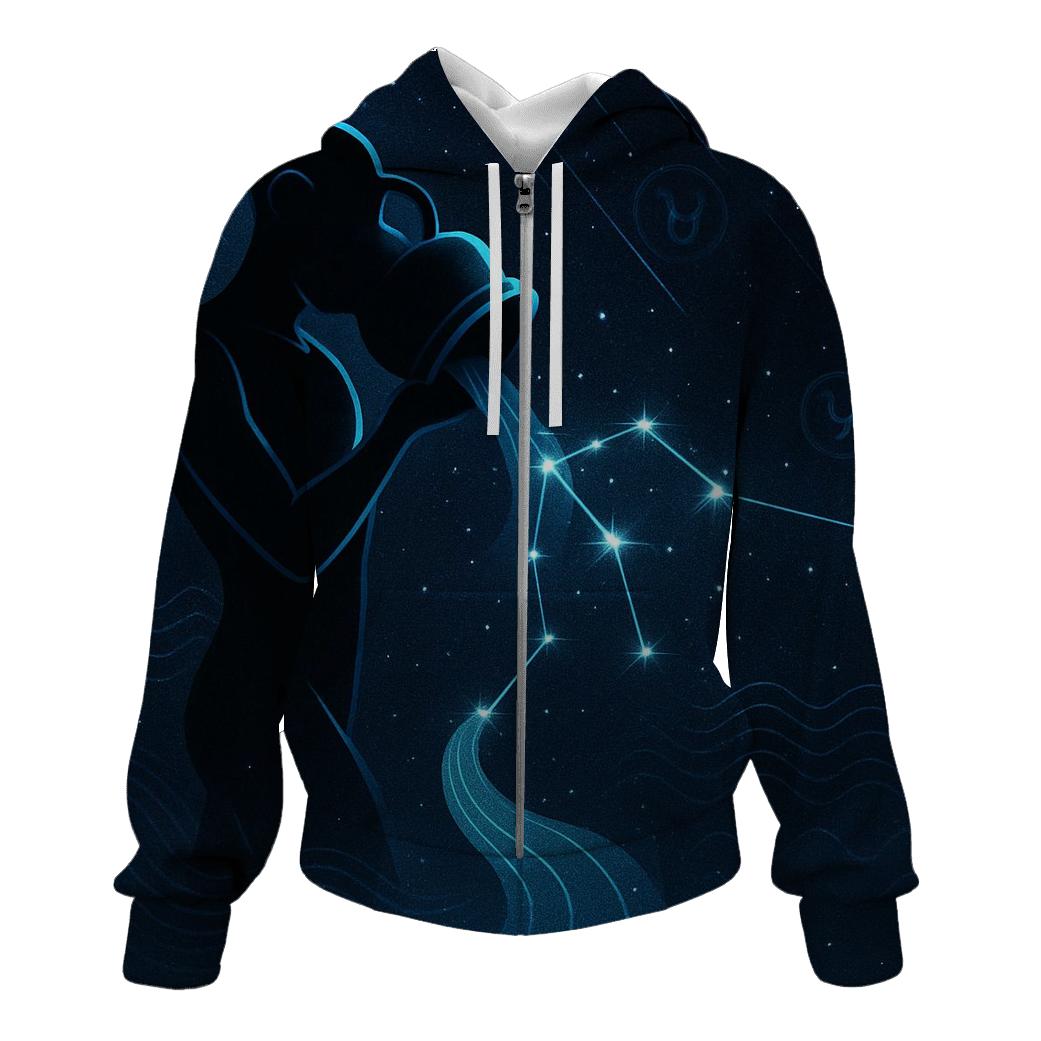Aquarius Holographic Starfall Waves premium hoodies