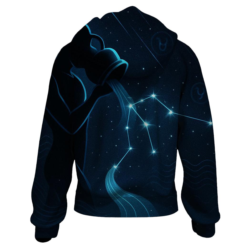 Aquarius Holographic Starfall Waves premium hoodies