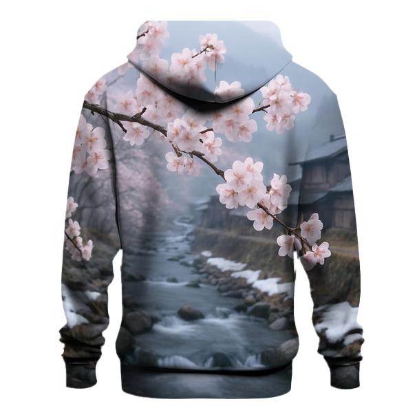 Cherry Blossoms Over Snow Melt Stream custom hoodies