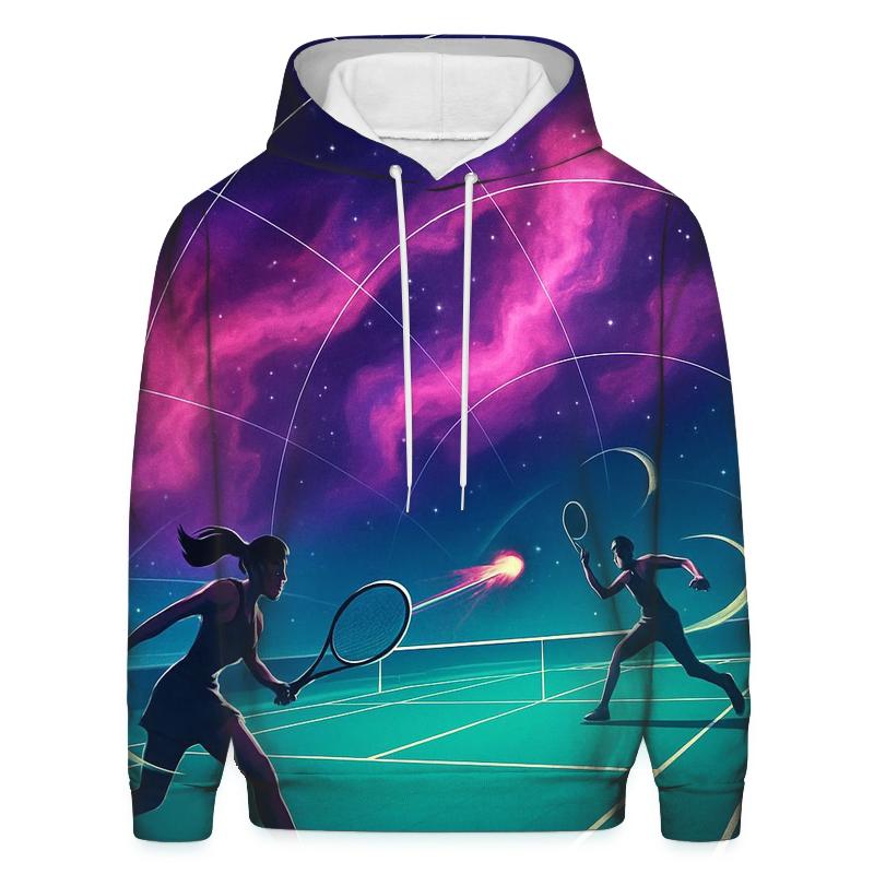Galactic Tennis Rally printed hoodies