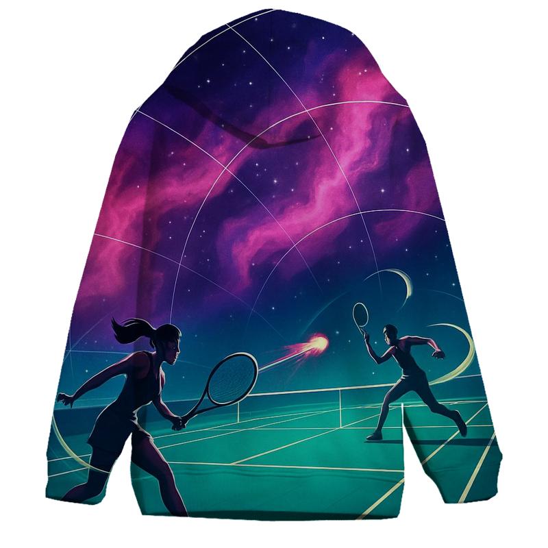 Galactic Tennis Rally printed hoodies