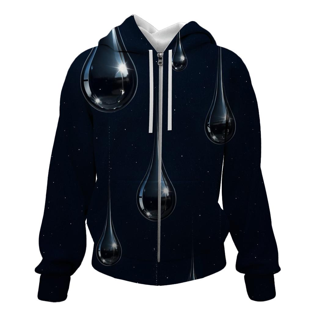 Starlit Chrome Droplets designer hoodies